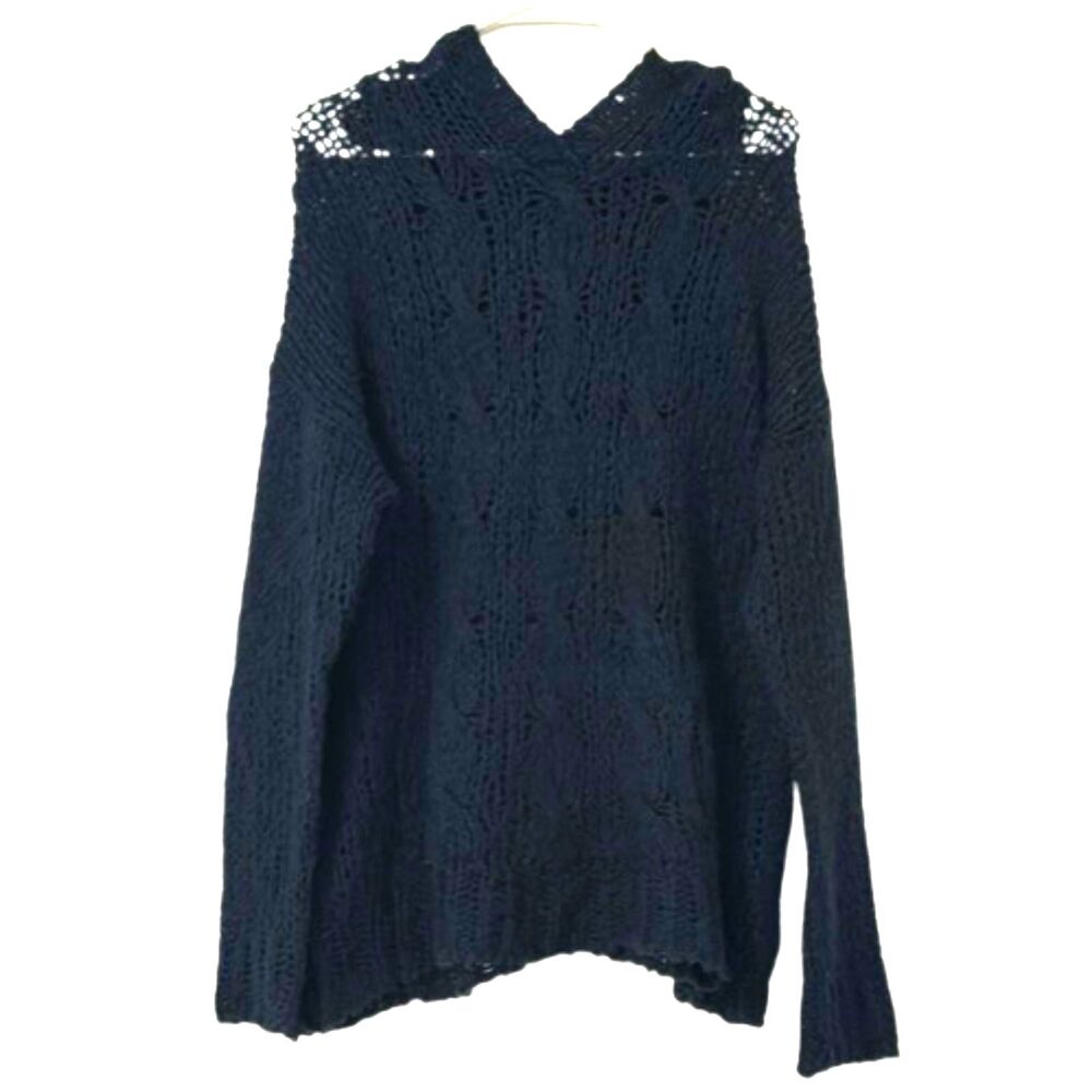 Urban Outfitters BDG Open Knit Wool Sweater Hooded Medium Boho Beachy Coast
